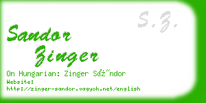 sandor zinger business card